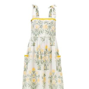 Juliet Dunn tie shoulder floral print cotton midi dress